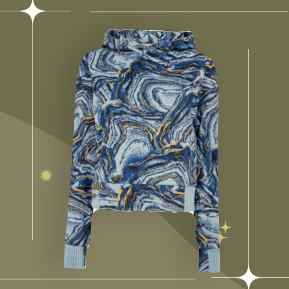 🍋✨ NWT  Twenty Montreal Crystal Azurite Hyper Reality Knit hoodie Atlantic Blue